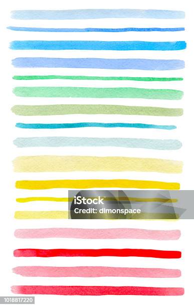 Set Of Vector Colorful Watercolor Lines Stock Illustration - Download Image Now - Watercolor Painting, Striped, Single Line