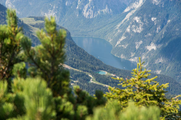 Alpine landscape with Königsee lake stock photo