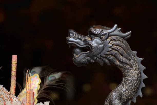 istock Burning incense stick in dragon decorated 1018818188
