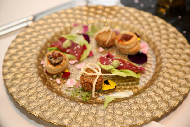 istock elegant presentation of canape and mini appetizers 1018821874