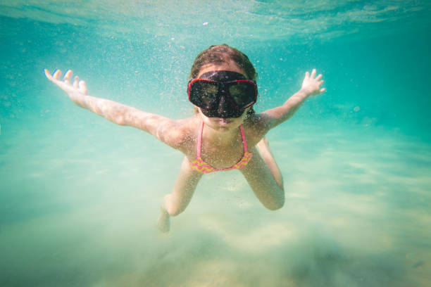 istock Little  Girl Snorkeling 1018831978