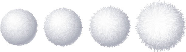 Vector set of realistic fur pompons isolated on white background Vector set of realistic fur pompons isolated on white background. Eps8. RGB. Global color fur textures stock illustrations