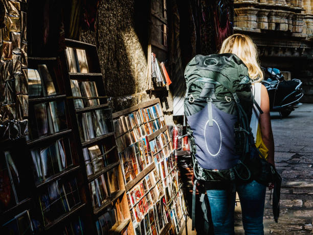 istock Western backpacker woman exploring India 1018835208