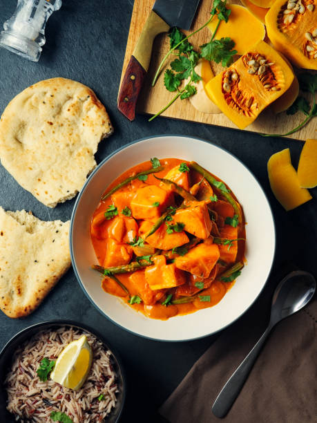 Healthy butternut squash and beans curry