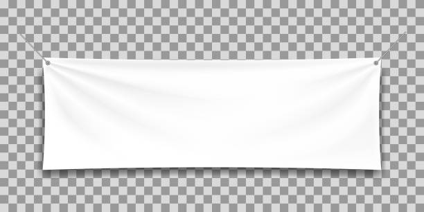 White mock up textile banner. White mock up textile banner. hanging stock illustrations