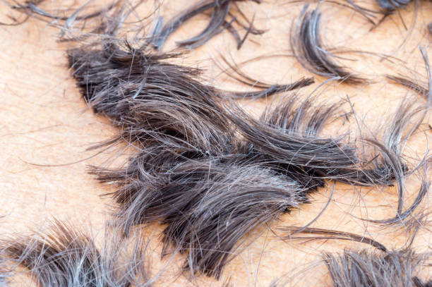 istock Short human hair cut off on the floor. 1018845844