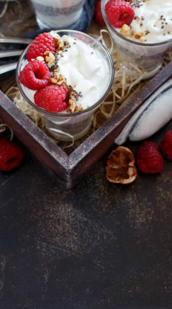 istock Raspberries and yogurt chia pudding parfait 1018851512