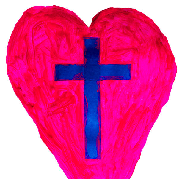 istock Child's drawing, I love Jesus text writing on heart 1018859168