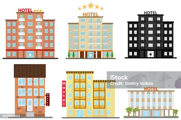 Hotel Hotel Icon Hostel Icon Flat Design Vector Illustration Vector Stock Illustration - Download Image Now