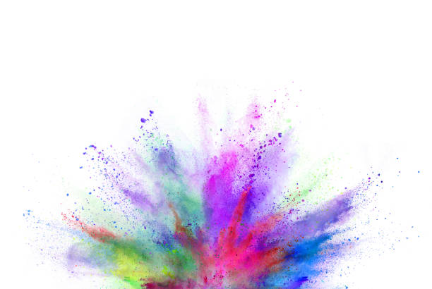istock Explosion of coloured powder isolated on white background 1018863042