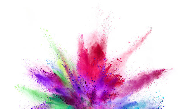 istock Explosion of coloured powder isolated on white background 1018863054