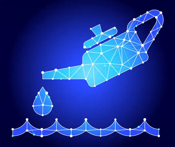 Vector illustration of Oil Pollution Blue Triangle Node Vector Pattern