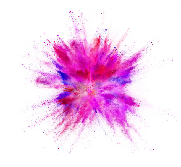 istock Explosion of coloured powder isolated on white background 1018863086