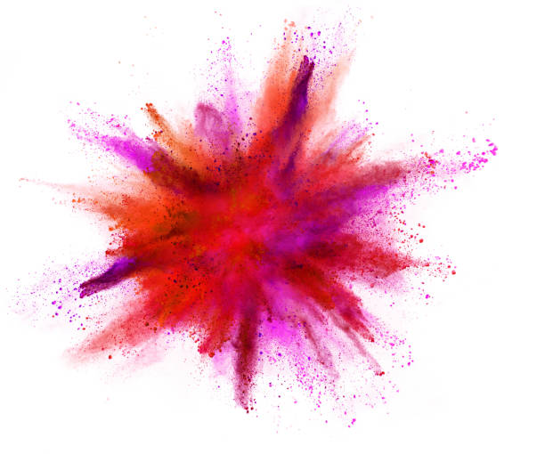 istock Explosion of coloured powder isolated on white background 1018863104