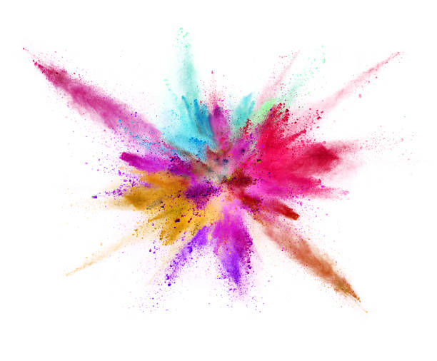 istock Explosion of coloured powder isolated on white background 1018863162