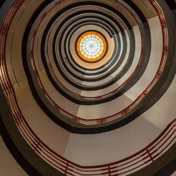 The office building Sprinkenhof spiral staircase in Hamburg, Germany