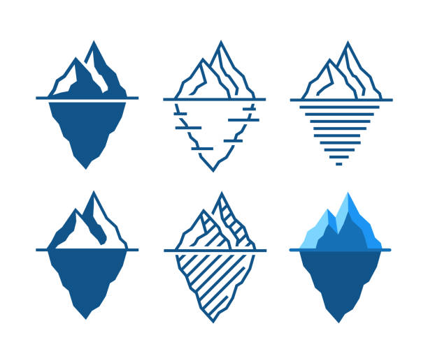 ikony wektorów góry lodowej w różnych stylach - arctic sea stock illustrations