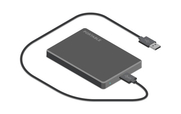 ilustraciones, imágenes clip art, dibujos animados e iconos de stock de isométrico ilustración de disco duro externo vector - disco duro