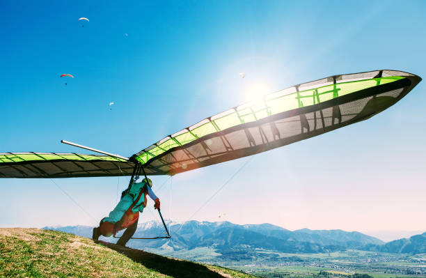 istock Hang glider launch from top of hill 1018884188