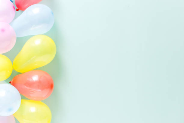 istock Colorful balloons Pattern decoration party copy space flat lay top view 1018890014