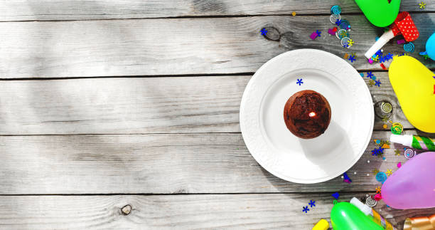 istock Top view children birthday table concept 1018890416
