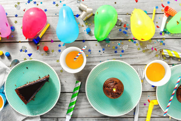 istock Chocolate cake, muffins and decoration party 1018891078