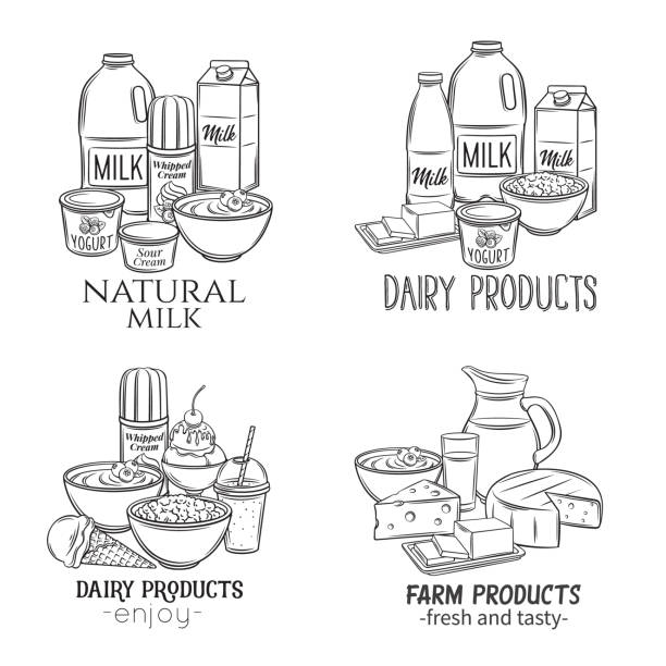 баннеры молочных продуктов - food jar backgrounds breakfast stock illustrations
