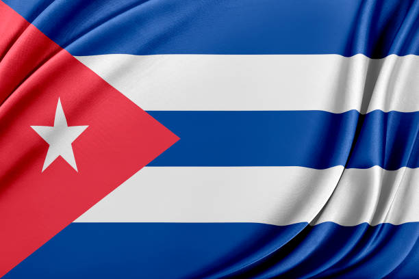 istock Cuba flag with a glossy silk texture 1018896658