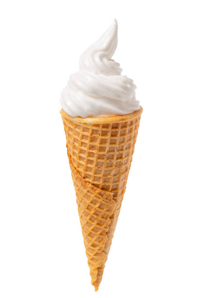 istock soft ice cream in waffle cup is isolated on white background, close up 1018897600