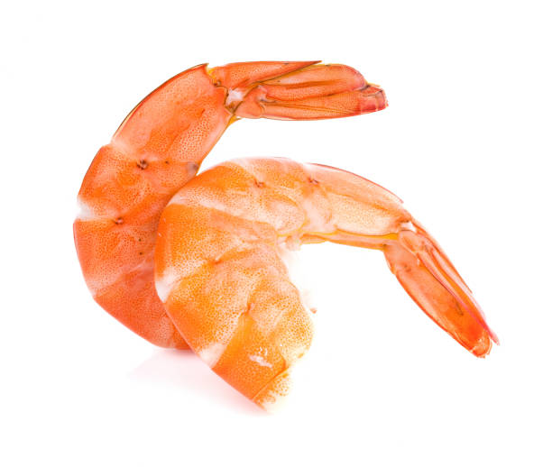 istock Cooked shrimps isolated on white background 1018898316