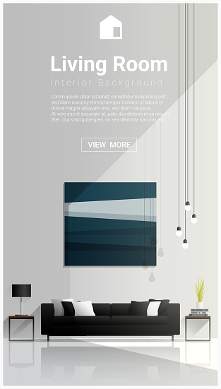 Modern Living Room Design Interior Background Vector Illustration Stock ...