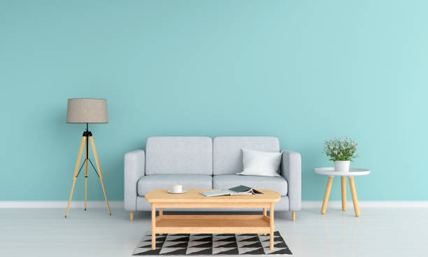 sofa and lamp in living room, 3D rendering