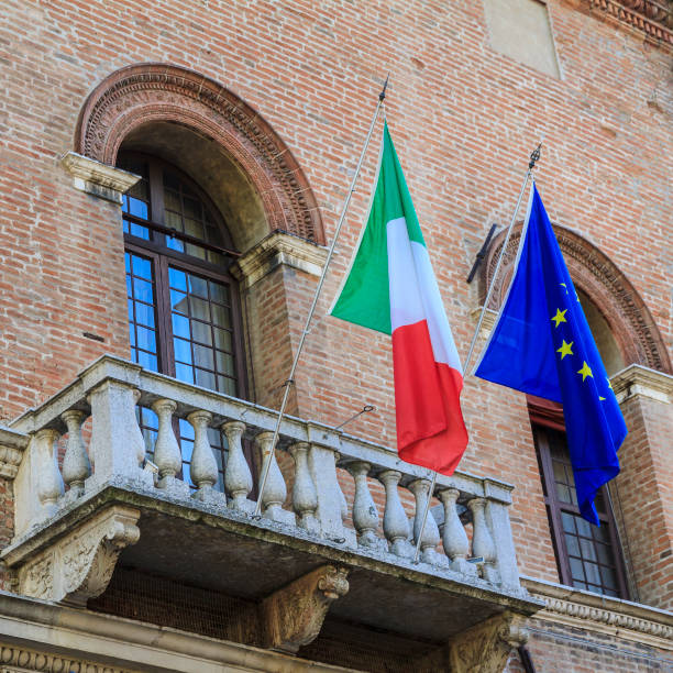 istock Italian and European Union flags (Emilia-Romagna, Italy) 1018921424