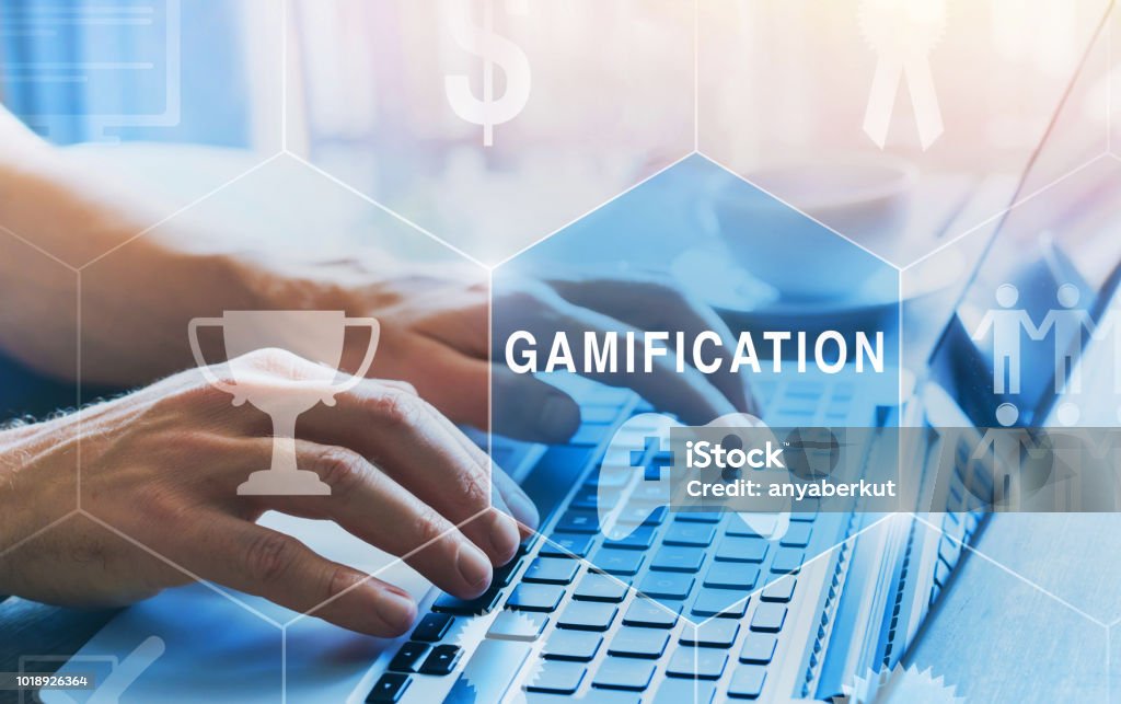 gamification concept gamification concept diagram with icons Gamification Stock Photo