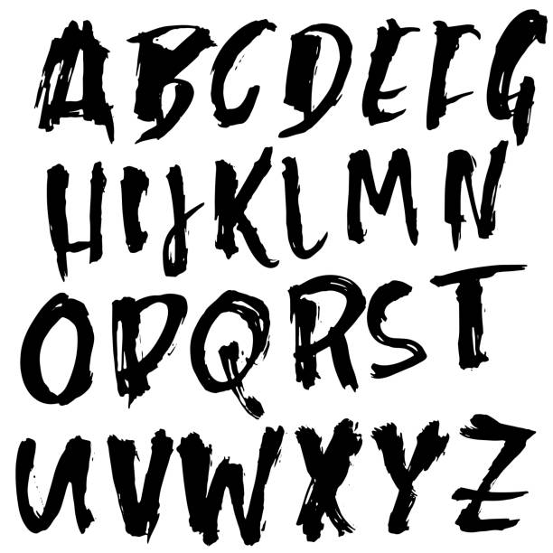 istock Hand drawn modern dry brush lettering. Grunge style alphabet. Handwritten font. Vector illustration. 1018929282