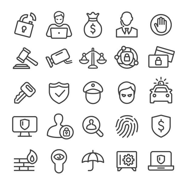 Security Icons Set - Smart Line Series Security, privacy, crime, computer hacker security computer stealing stock illustrations