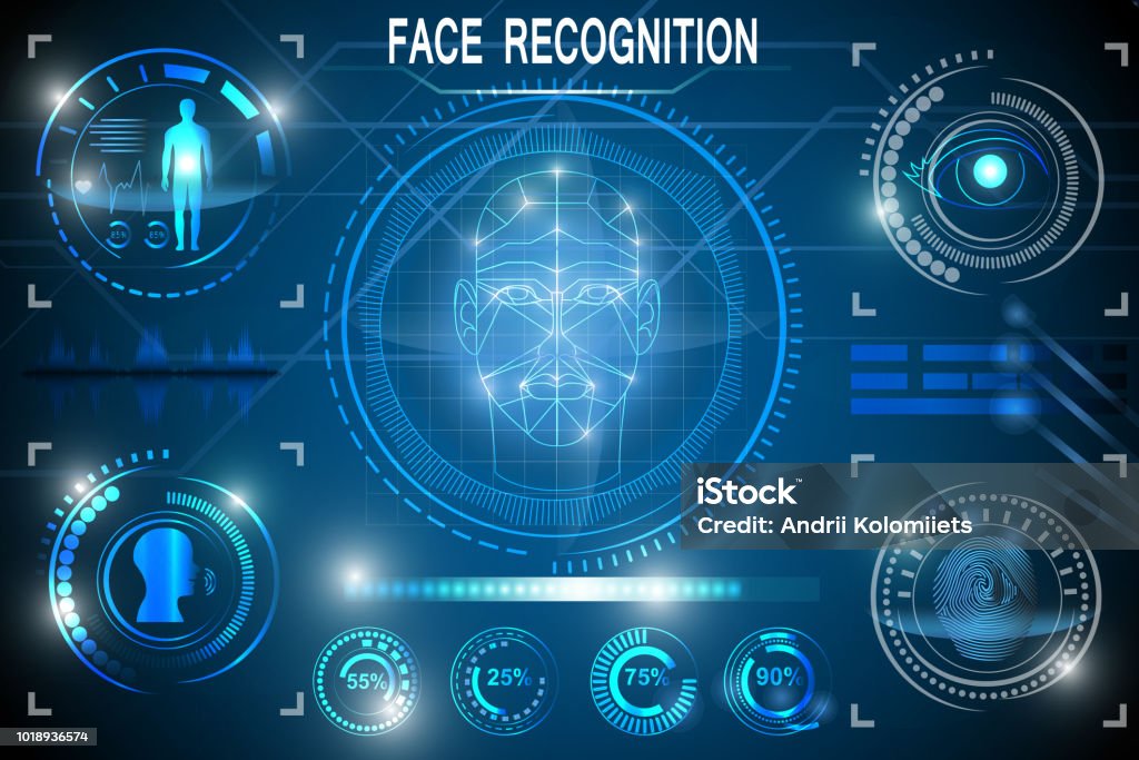 Human Ids Biometric Identification Or Recognition System Of Person Face Id Set ...