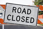 Road Closed Sign Close-Up