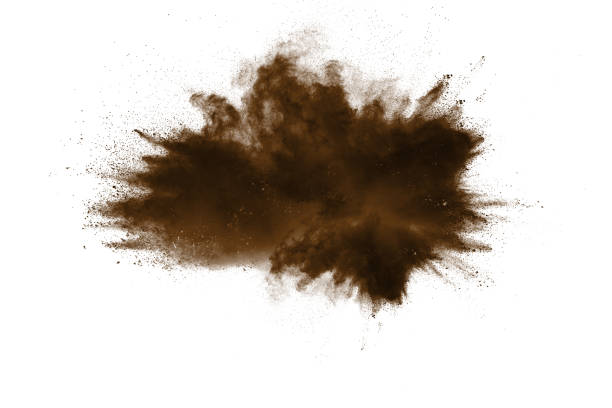 istock abstract brown dust explosion on white background.  Freeze motion of brown  powder splash. 1018956036