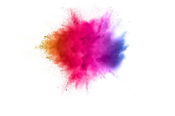 istock Bizarre form of color powder explosion on white background. 1018956060