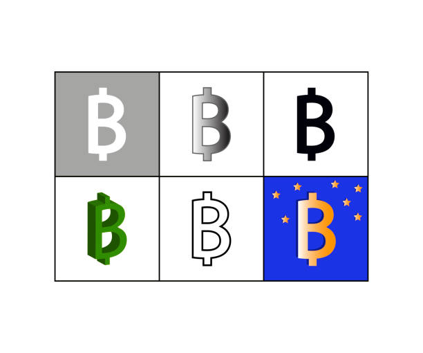 bitcoin 通貨記号とアイコンのセット - australian currency british pounds european union currency symbol点のイラスト素材／クリップアート素材／マンガ素材／アイコン素材