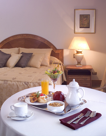 Breakfast table hotel room