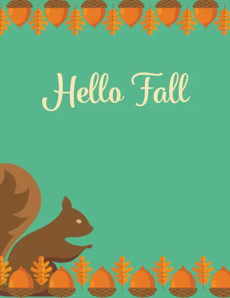 Vector illustration of Flat Design Cute Autumn Background