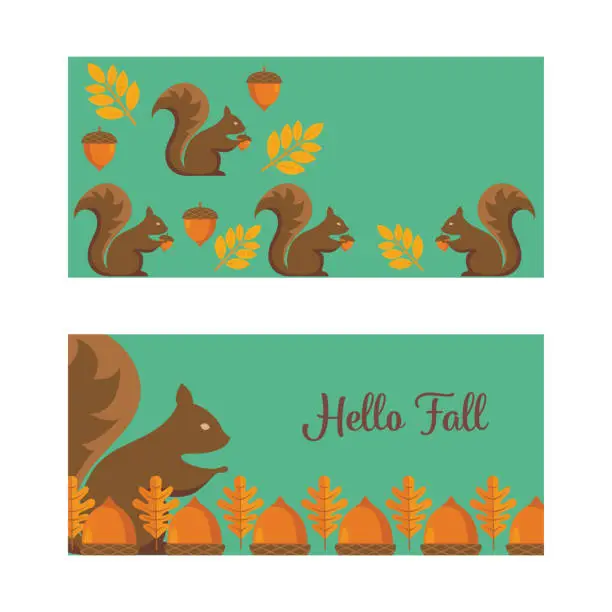 Vector illustration of Flat Design Cute Autumn Banner Background