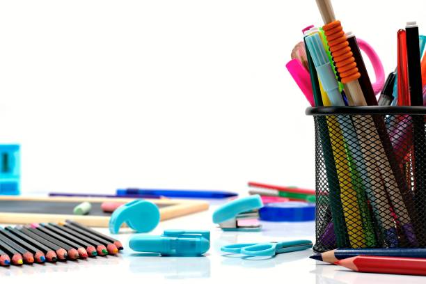 istock Office accessories and school supplies. 1018975412