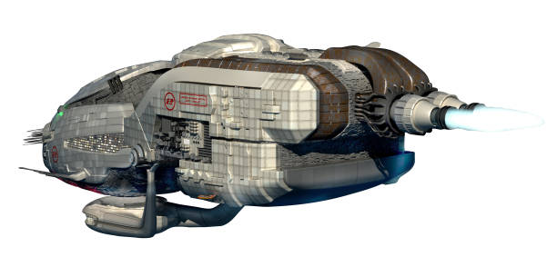 istock Futuristic military spacecraft with clipping path 1018978692