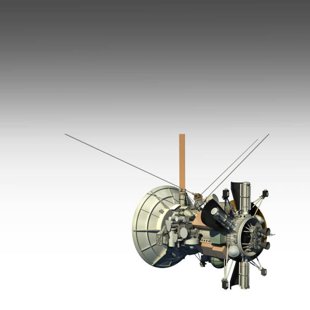 orbiter satélite o nave espacial sin tripulación con trazado de recorte - voyager nave espacial fotografías e imágenes de stock