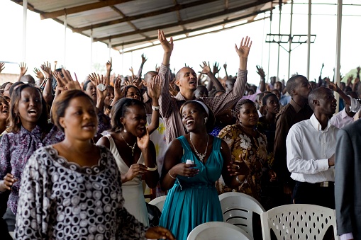 Worshippers at church service Bujumbura Burundi