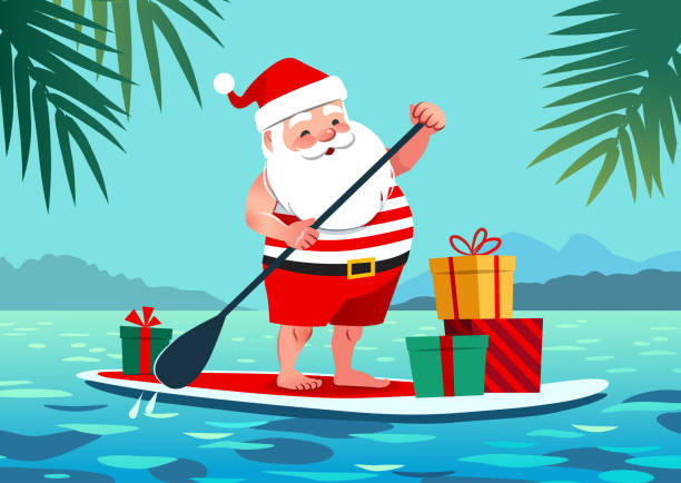 Christmas In July T-Shirt - Santa With Surfboard Christmas In July T-Shirt - Santa With Surfboard