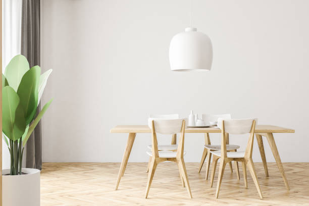 istock White and wooden dining room interior 1018988512
